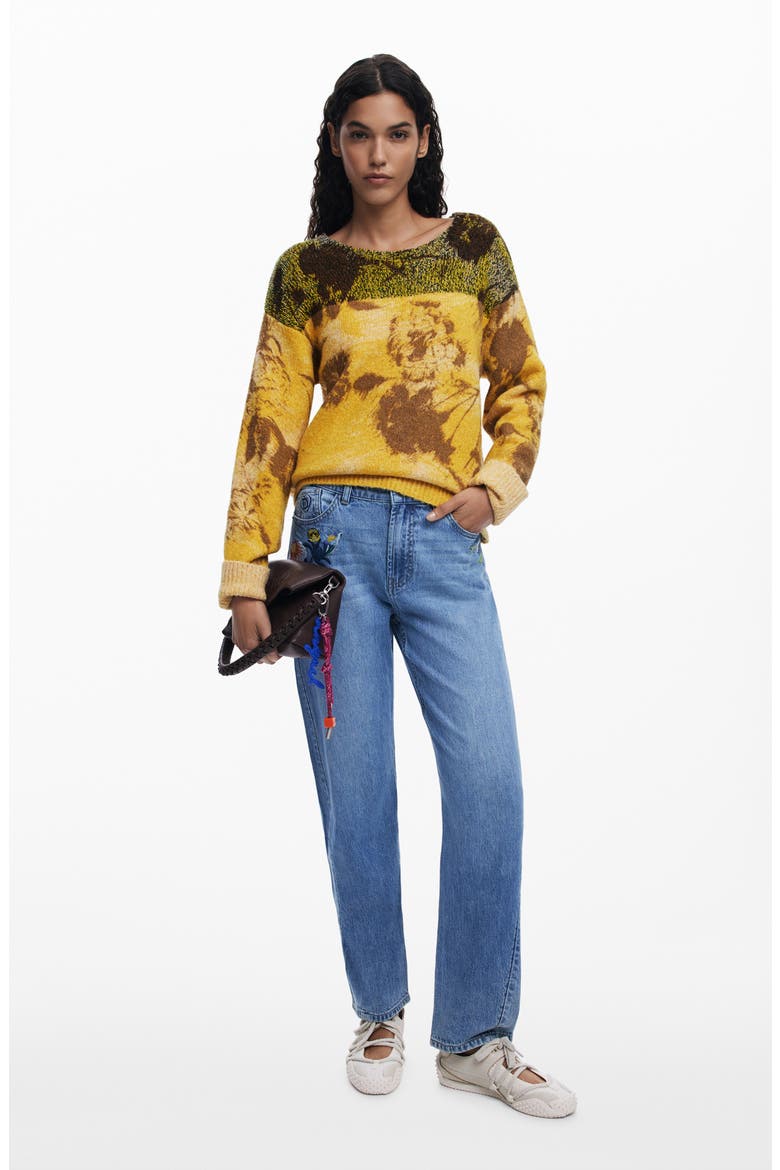 Abstract Floral Sweater, Alternate, color, YELLOW
