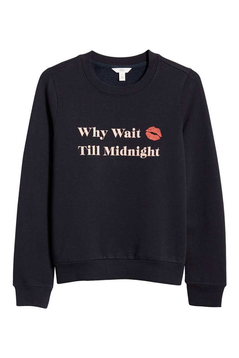 Why Wait Graphic Sweatshirt, Alternate, color, NAVY NIGHT