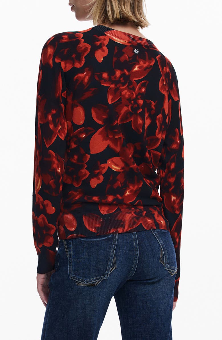 Desigual Floral Crewneck Sweater, Alternate, color, Black