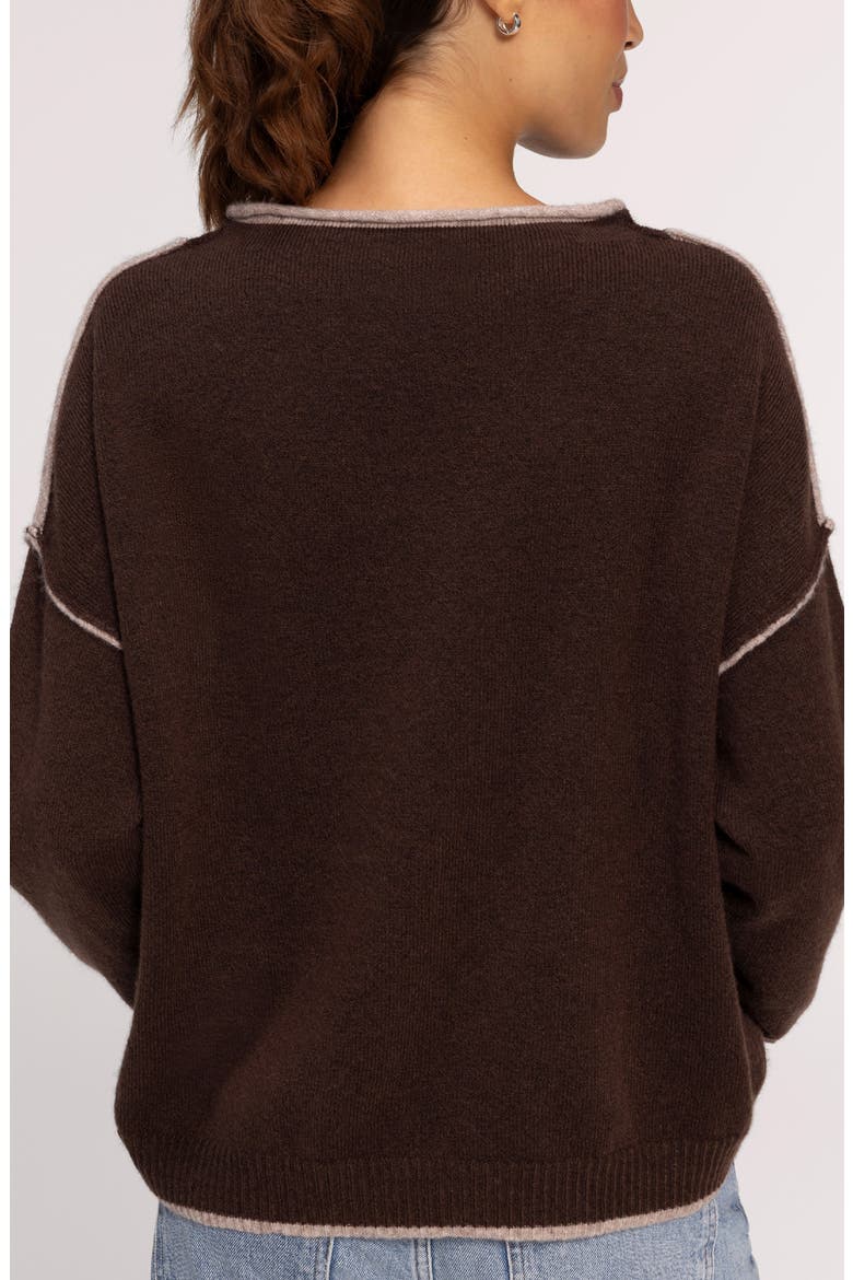 Cozy Knit Mock Neck Sweater, Alternate, color, HEATHER ESPRESSO TIP
