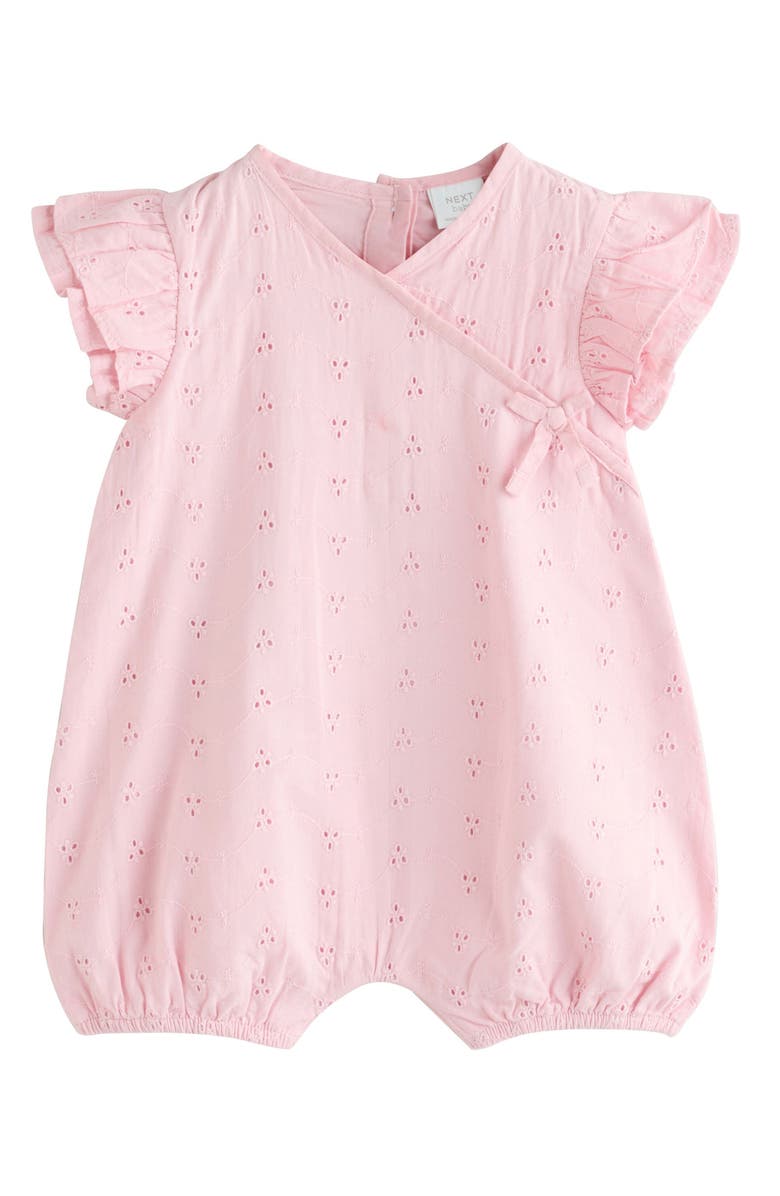 NEXT Cotton Eyelet Romper, Main, color, Pink