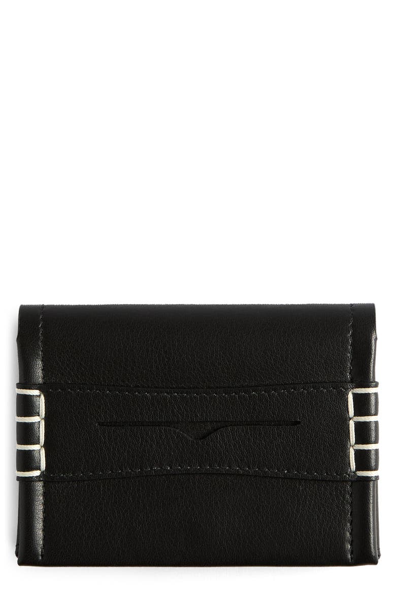 Loafer Leather Bifold Card Holder, Main, color, BLACK