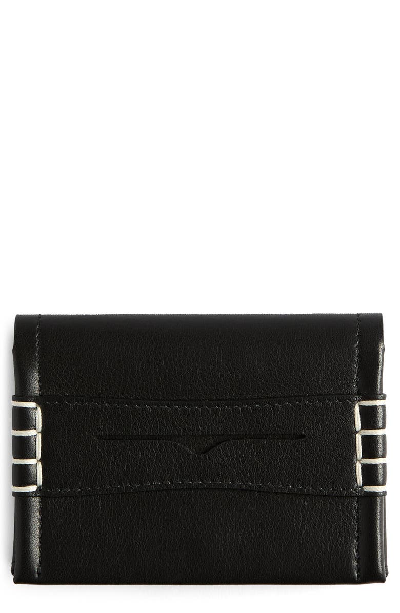 JW Anderson Loafer Leather Bifold Card Holder, Main, color, Black