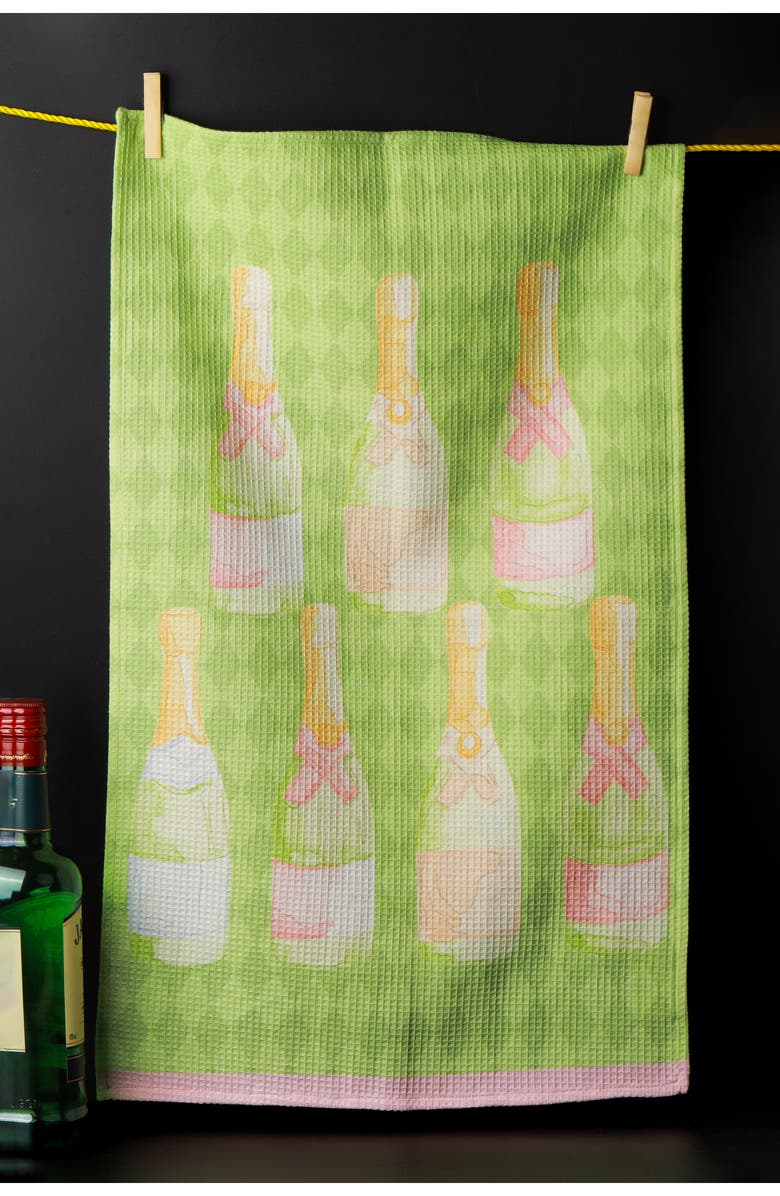 Tiramisu Cheers Set of 3 Kitchen Towels, Alternate, color, Light Blue/ Pink/ Lime