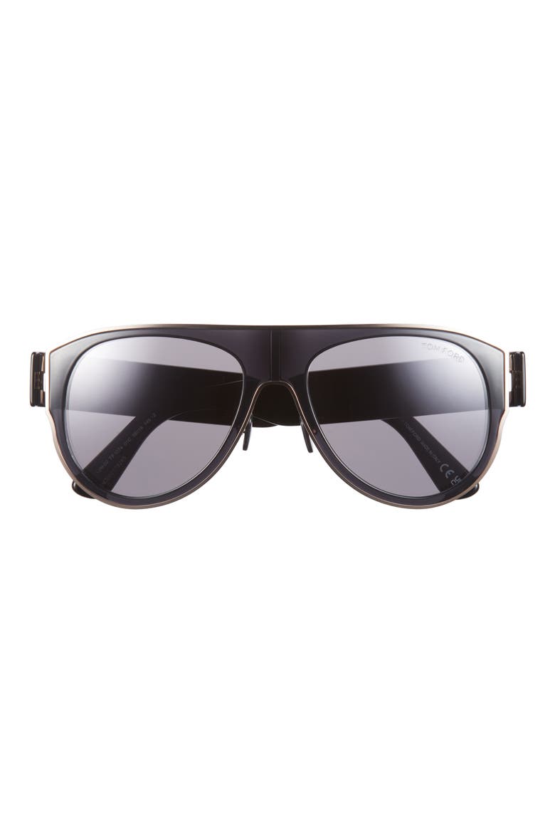 58mm Pilot Sunglasses, Main, color, SHINY BLACK / SMOKE MIRROR