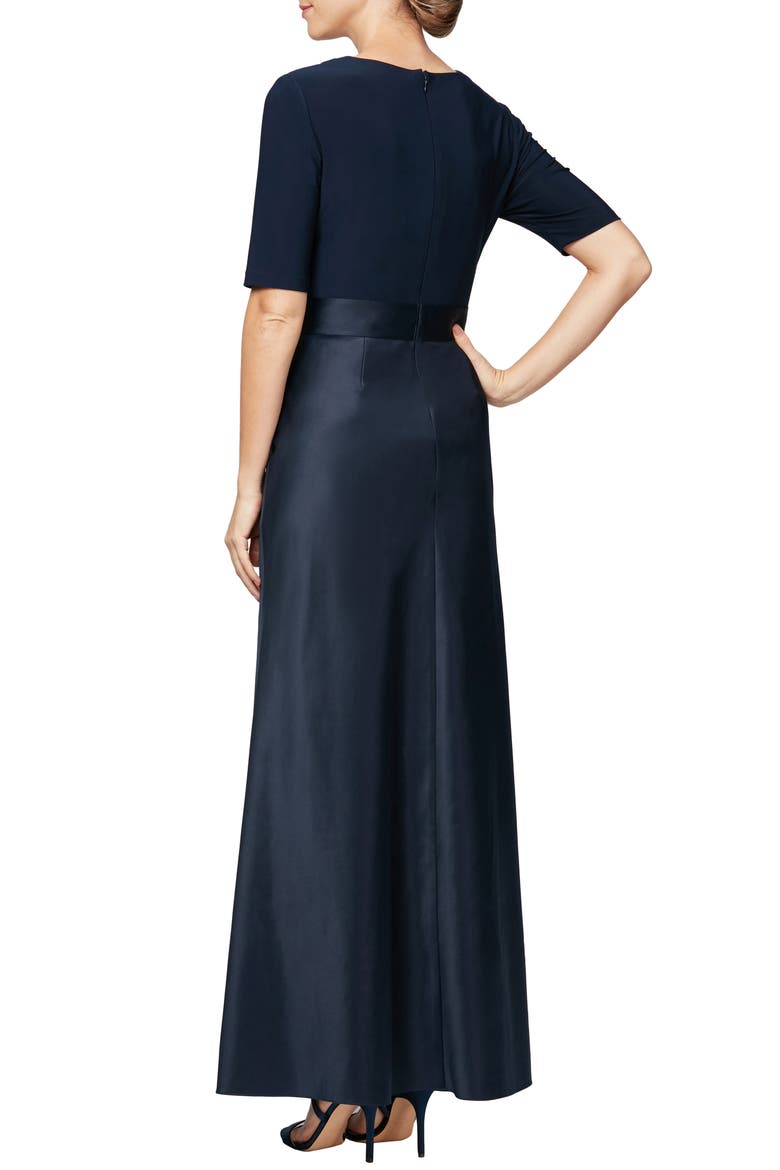 Mixed Media Gown, Alternate, color, NAVY