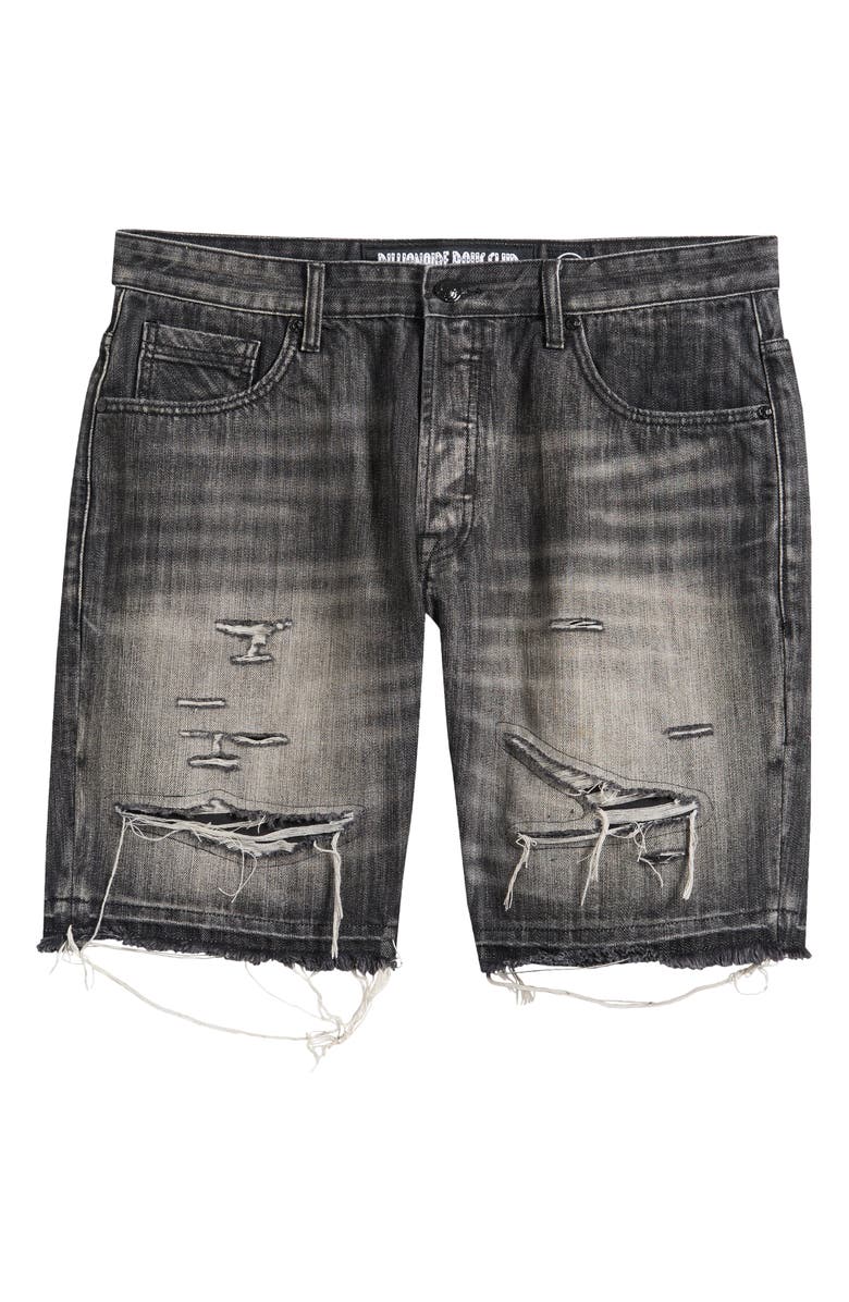 Billionaire Boys Club BB Cadet Crater Black Distressed Cutoff Denim Shorts, Alternate, color, Crater Black