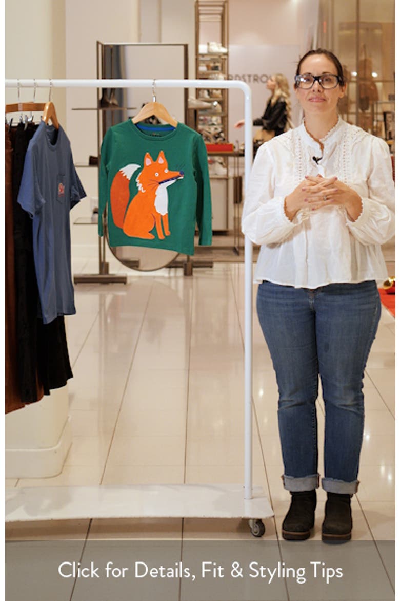 Kids' Fox Appliqué Long Sleeve Cotton Pocket T-Shirt video