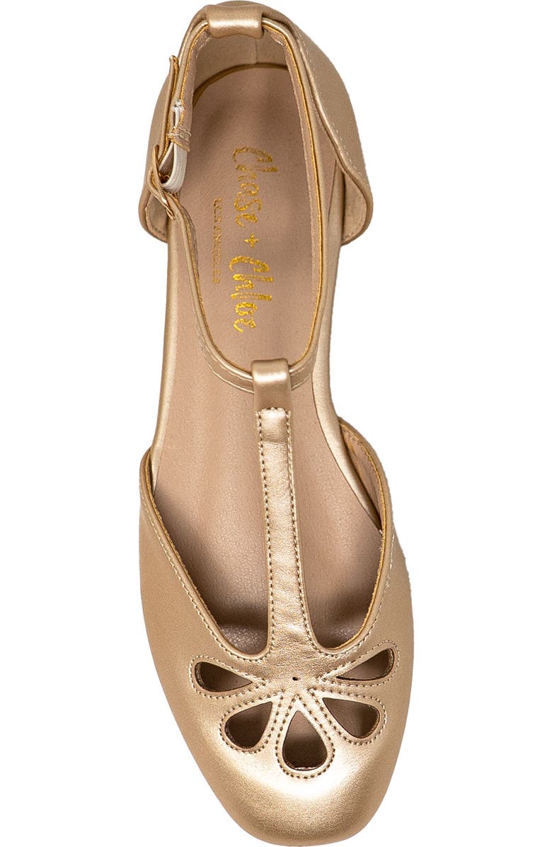 CHASE AND CHLOE Fergie T-Strap Ballerina Flat, Alternate, color, Soft Gold