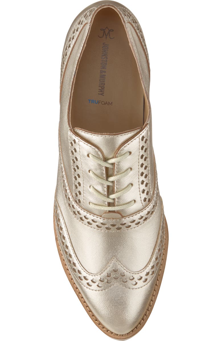 Johnston & Murphy Ulyssa Wingtip Platform Oxford, Alternate, color, Gold Metallic Sheepskin