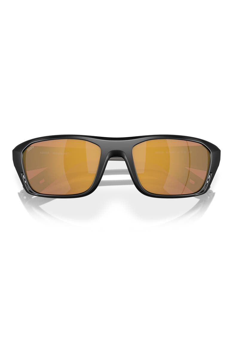 57mm Polarized Rectangular Sunglasses, Alternate, color, MATTE BLACK/ GOLD MIRROR 580G