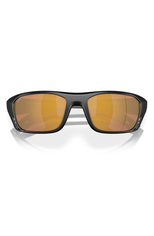 Costa Del Mar 57mm Polarized Rectangular Sunglasses In Matte Black/gold Mirror 580g