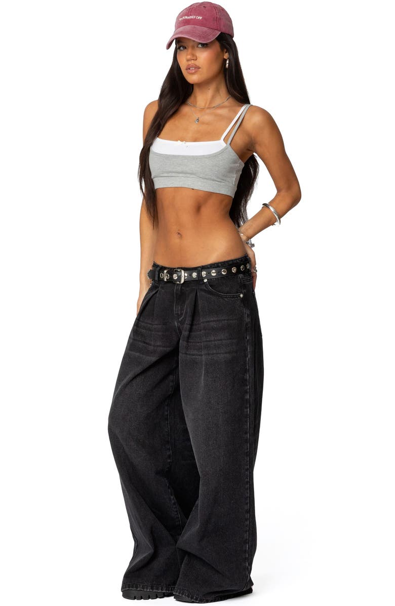 EDIKTED Gracie Layered Bralette, Alternate, color, Gray-Melange