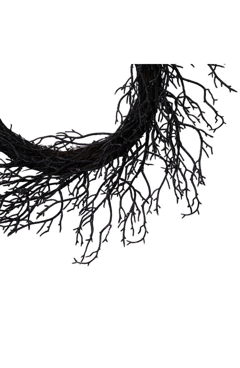 Northlight Glittered Twig Artificial Halloween Wreath - 24" - Black - Unlit, Alternate, color,