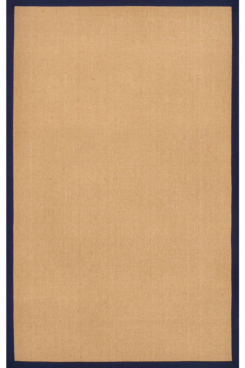 Camden Farmhouse Cottage Border Jute Area Rug, Main, color, Natural/Navy