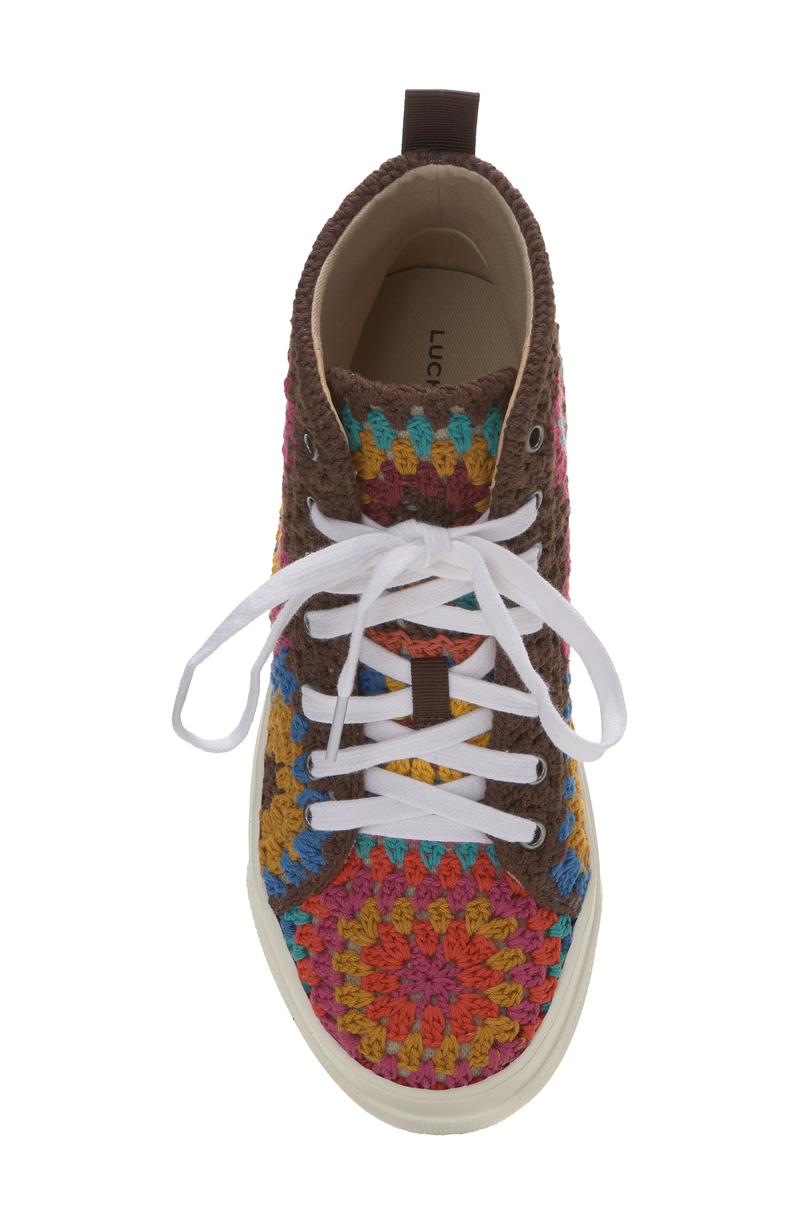 Lucky Brand Curla Crochet High Top Sneaker, Alternate, color, 