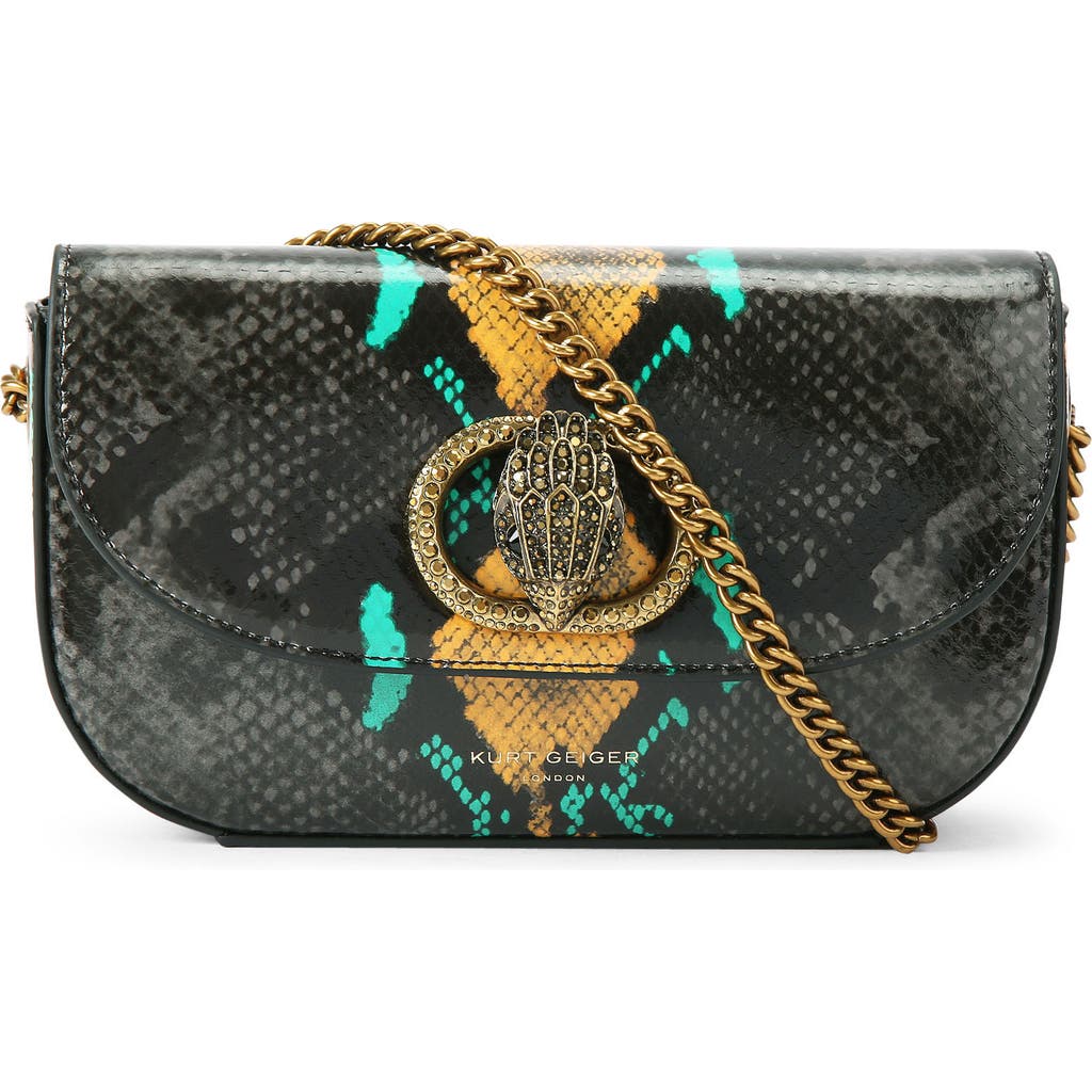 Kurt Geiger London Small Chelsea Snake Embossed Leather Crossbody Bag In Gray