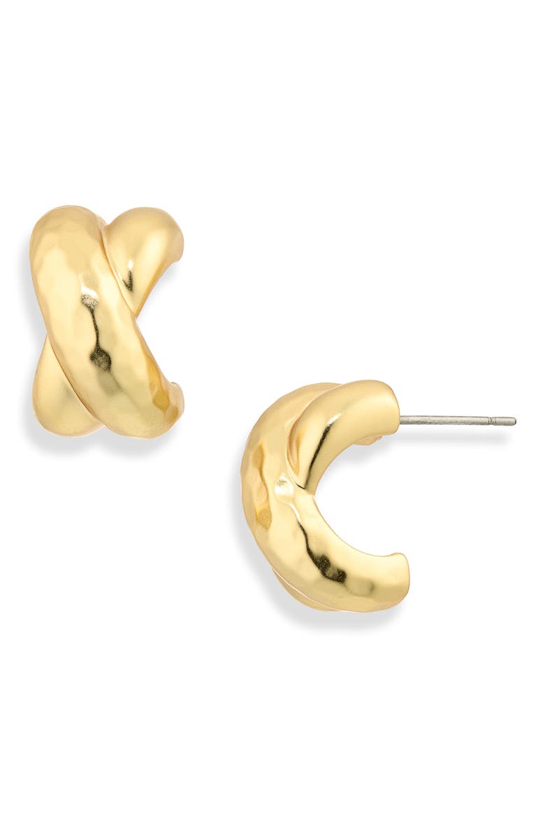 Crisscross Mini Hoop Earrings, Main, color, GOLD