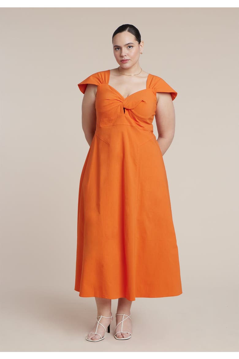Twist Detail Midi Dress, Alternate, color, PUFFIN'S BILL