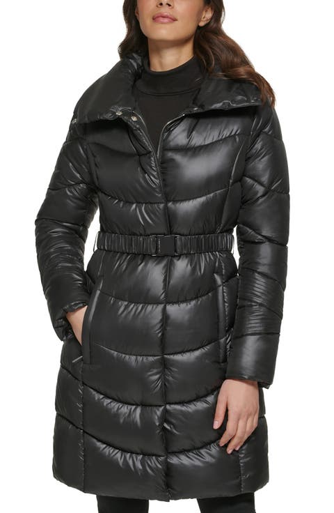 Cire Belted Funnel Neck Puffer Jacket
