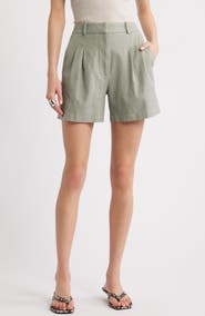 Open Edit Everyday Pleated Linen Blend Shorts