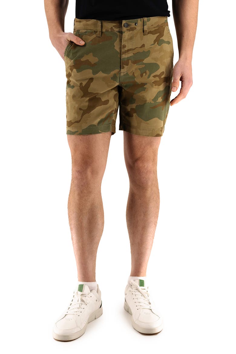 Camo Print 7-Inch Performance Stretch Chino Shorts, Main, color, DUSTY CAMO