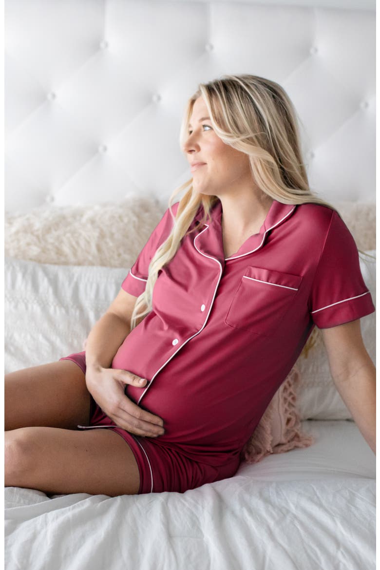 Clea Short Sleeve Pajama Set, Alternate, color, DEEP BERRY