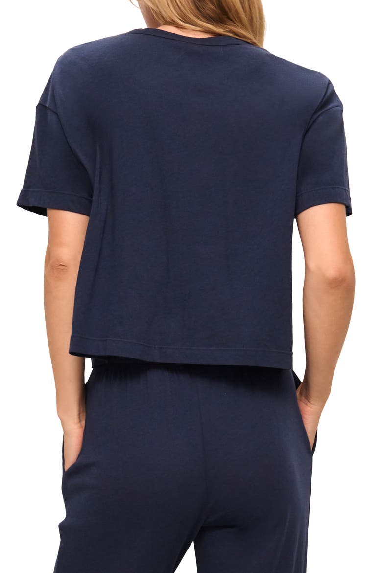 Oversize Aloe Infused Cotton Blend Pajama Top, Alternate, color, NAVY