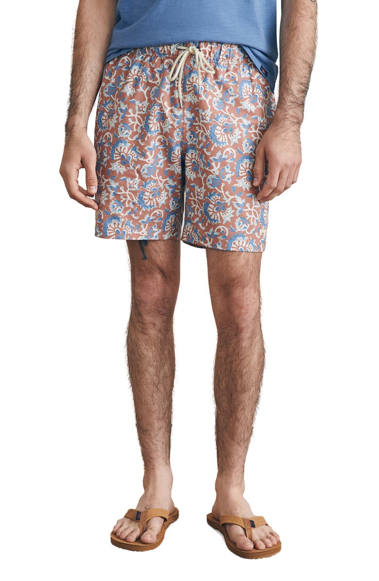Faherty Sunwashed Swim Trunks, Main, color, Clay Oceanside Floral