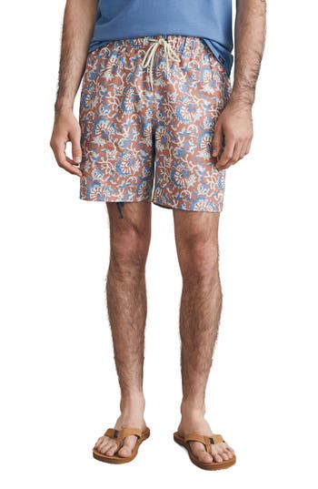 Faherty Sunwashed Swim Trunks In Clay Oceanside Floral