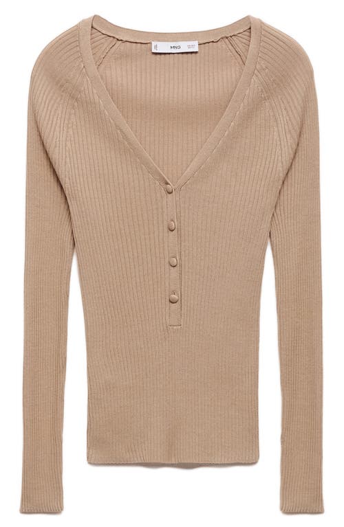 Mango V-neck Ribbed Henley Sweater In Multi