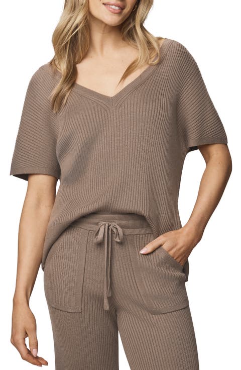 Georgie V-Neck Short Sleeve Rib Sweater