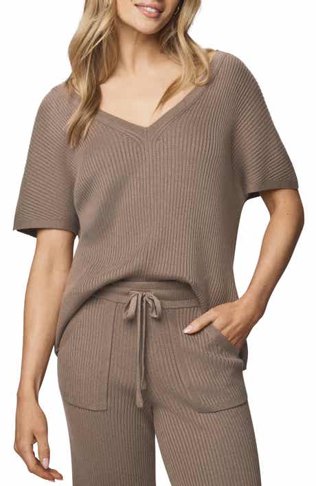 Splendid Georgie V-Neck Short Sleeve Rib Sweater
