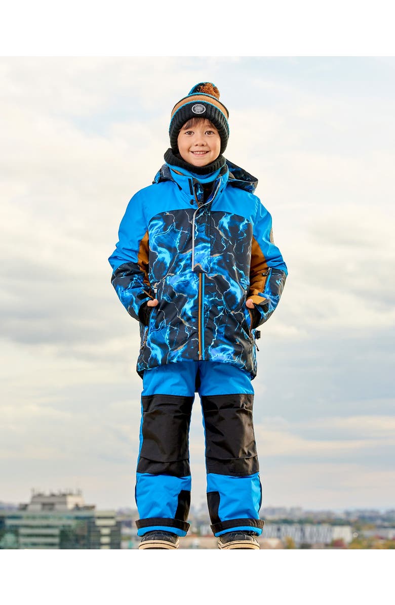 Deux par Deux Boy's Two Piece Snowsuit Royal Blue Printed Storm, Alternate, color, 
