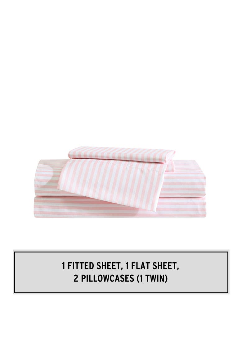 Little Stripe Microfiber Sheet Set, Alternate, color, LIGHT PINK/ WHITE