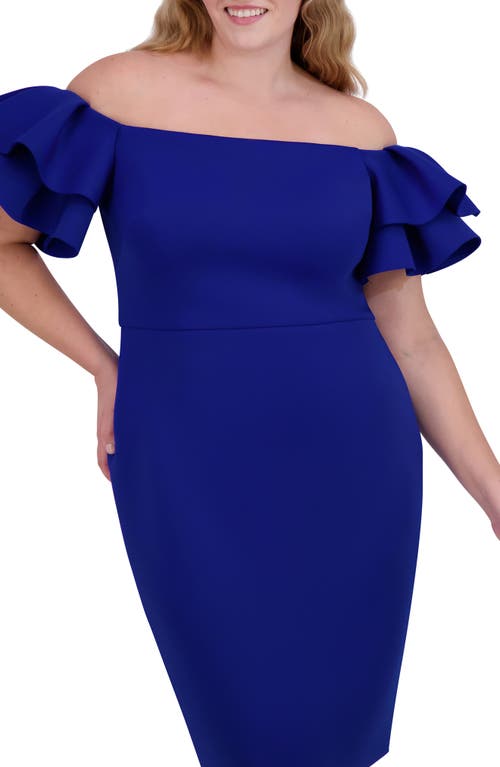 Eliza J Ruffle Off The Shoulder Sheath Dress