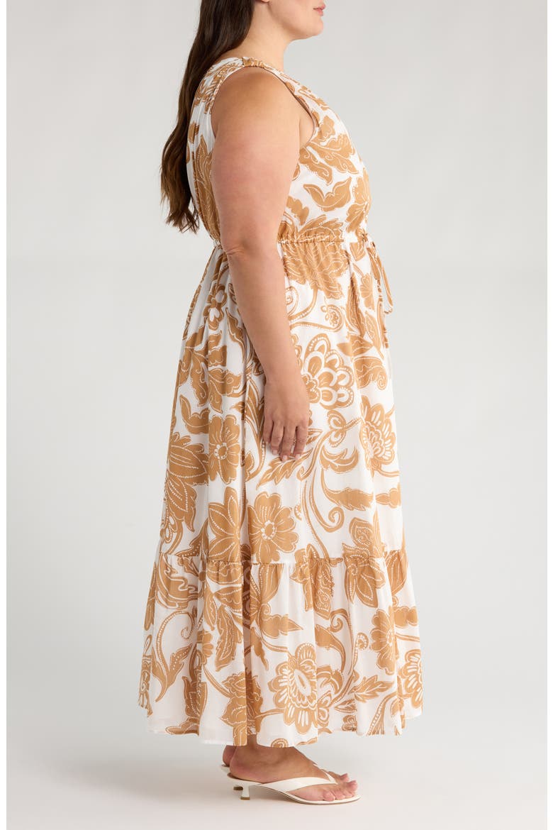 Elya Floral One-Shoulder Cotton Maxi Dress, Alternate, color, WHITE/ BISCUIT