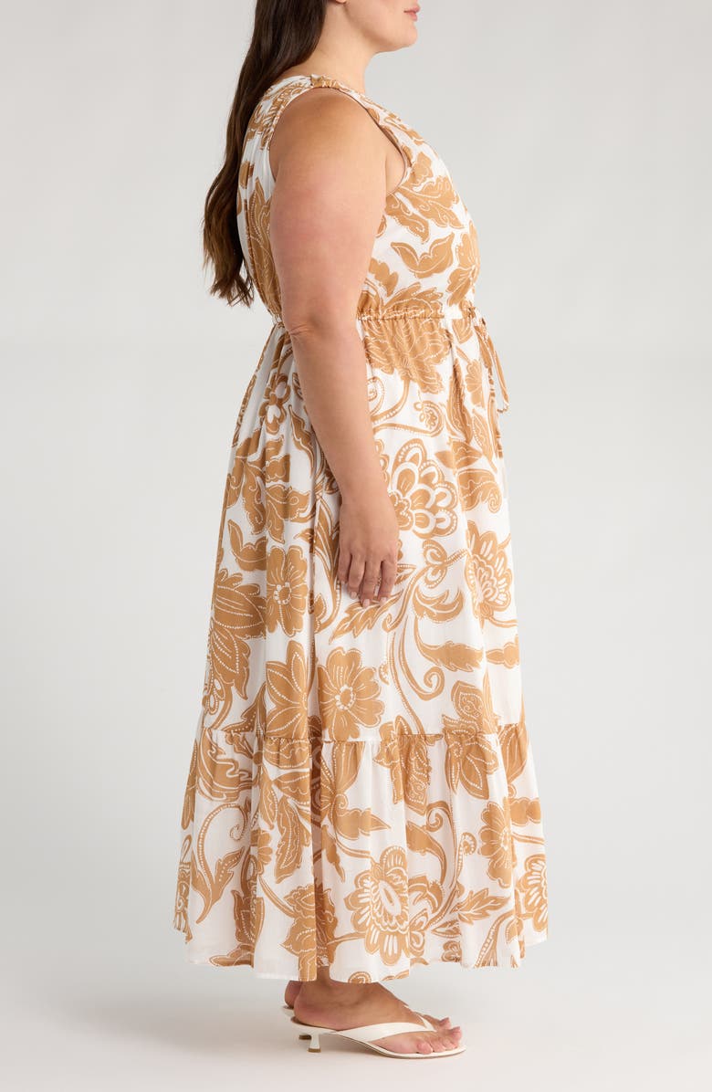 SUGARLIPS Elya Floral One-Shoulder Cotton Maxi Dress, Alternate, color, White/ Biscuit