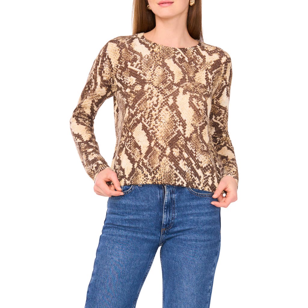 Vince Camuto Print Pullover Sweater In Brown