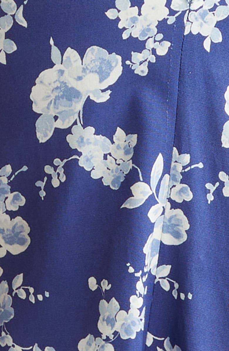 Carolina Herrera Floral Print Ruched Faille Gown, Alternate, color, Nautilus Multi