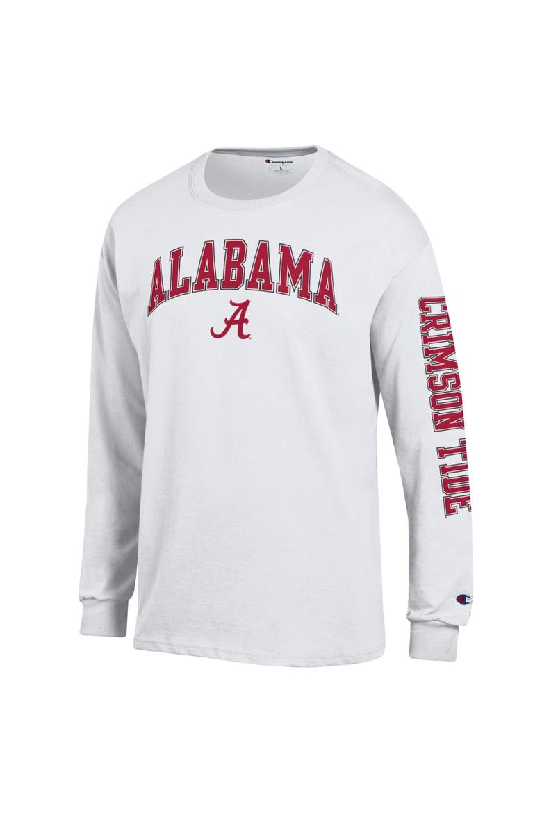 Men's Champion  White Alabama Crimson Tide Arch Over Logo 2-Hit Long Sleeve T-Shirt, Alternate, color, White