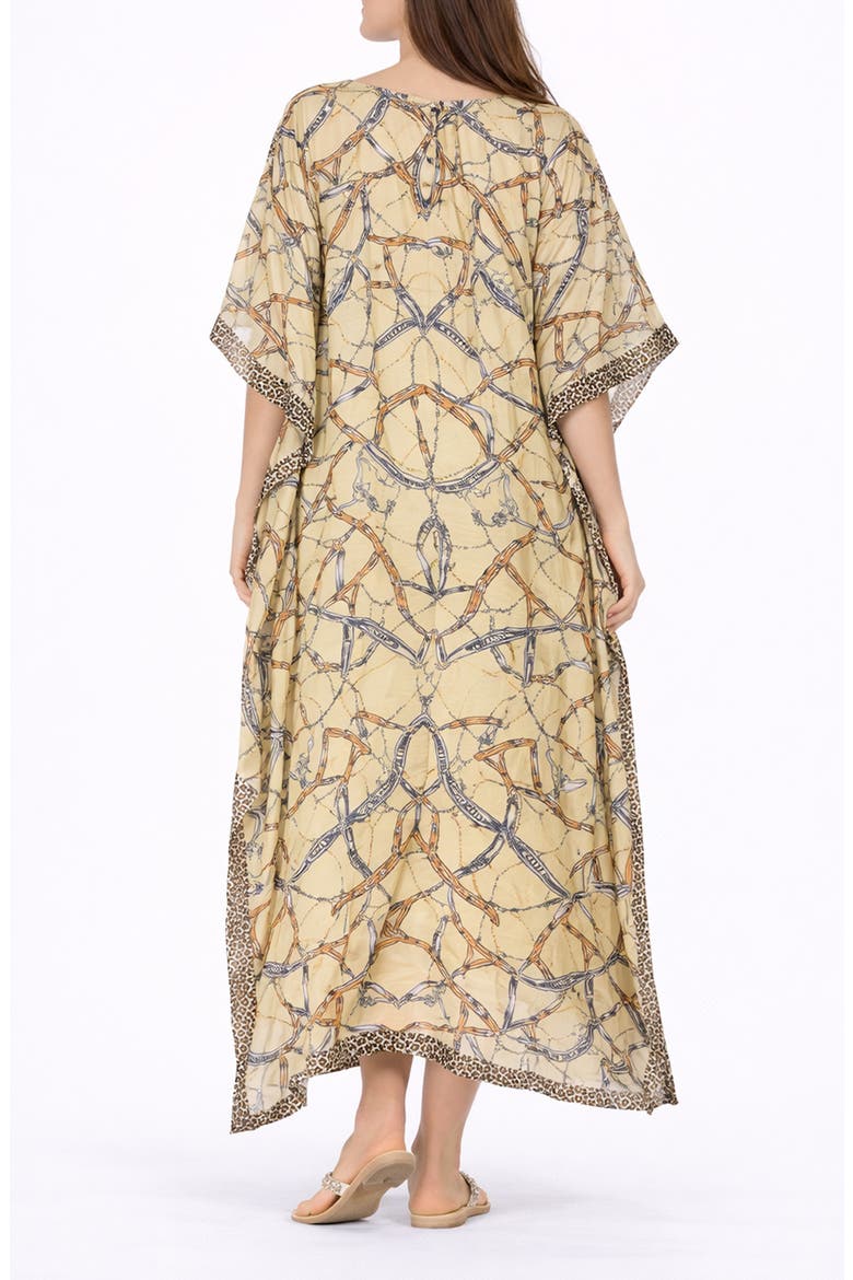 Print V-Neck Maxi Caftan, Alternate, color, YELLOW
