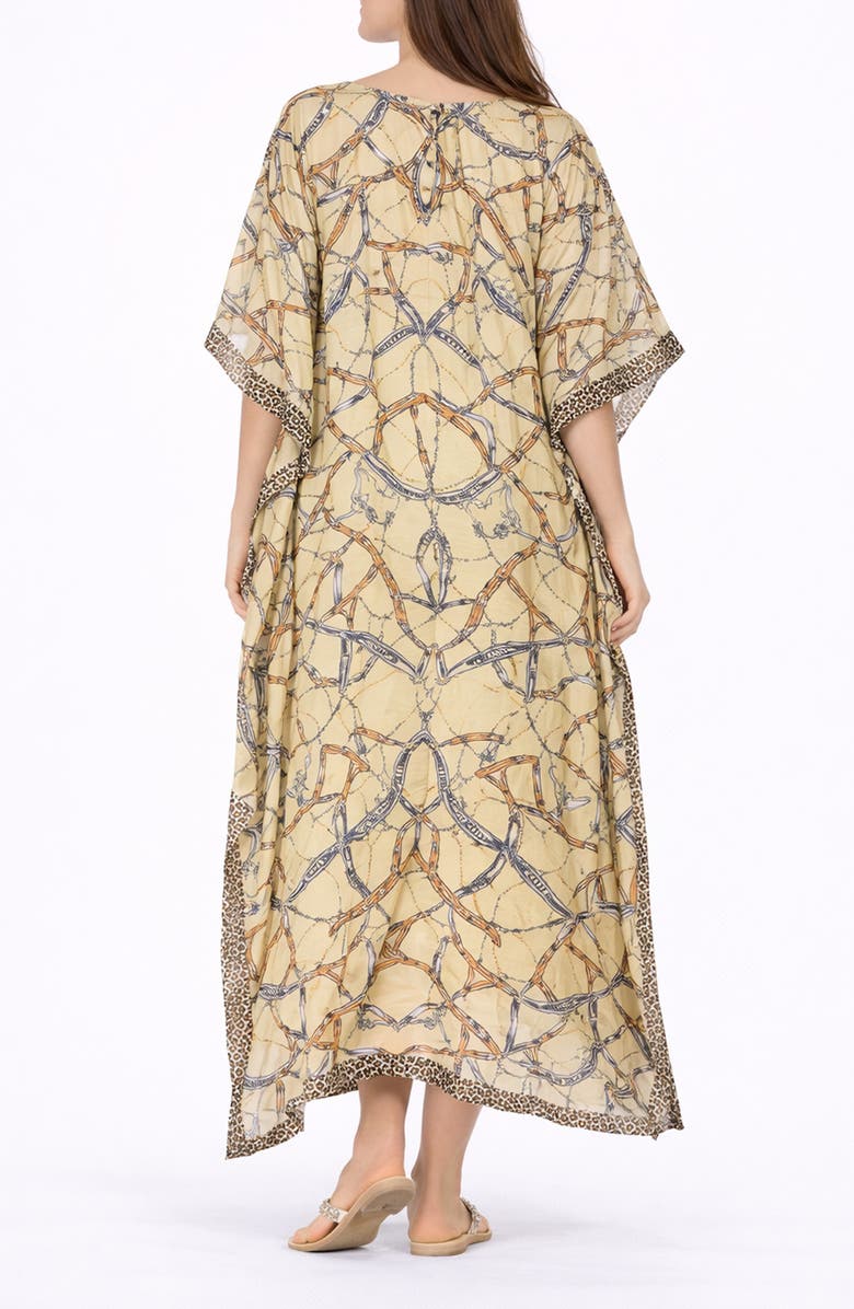 RANEES Print V-Neck Maxi Caftan, Alternate, color, 