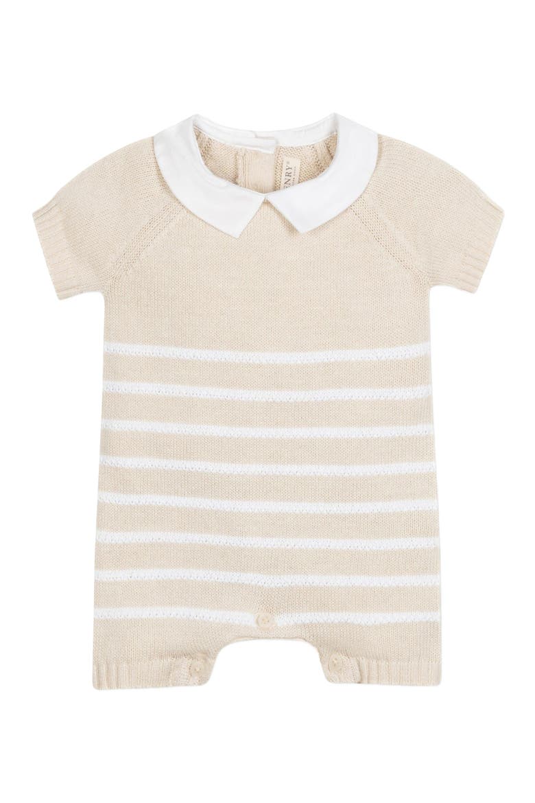 Baby Organic Shortie Sweater Romper, Infant, Alternate, color, Natural and White