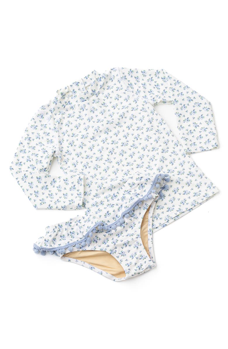 Shade Critters Kids' Cottage Floral Two-Piece Rashguard Swimsuit, Alternate, color, Blue