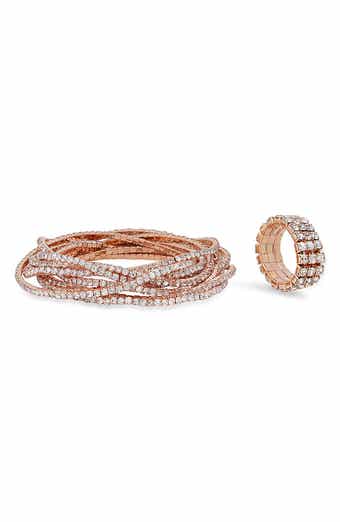 Simulated Diamond Flexible Bracelet & Ring Set