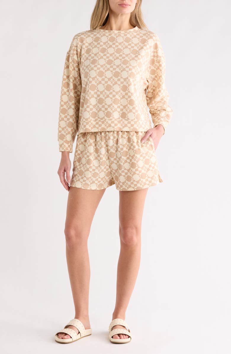 Roxy Check Me Out Cover-Up Shorts, Main, color, Beige/ Cream