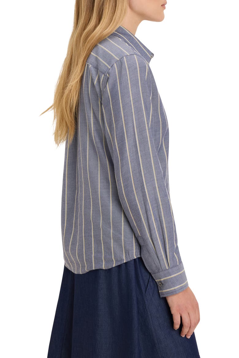 Dobby Striped Button Front Shirt, Alternate, color, INDIGO MULTI