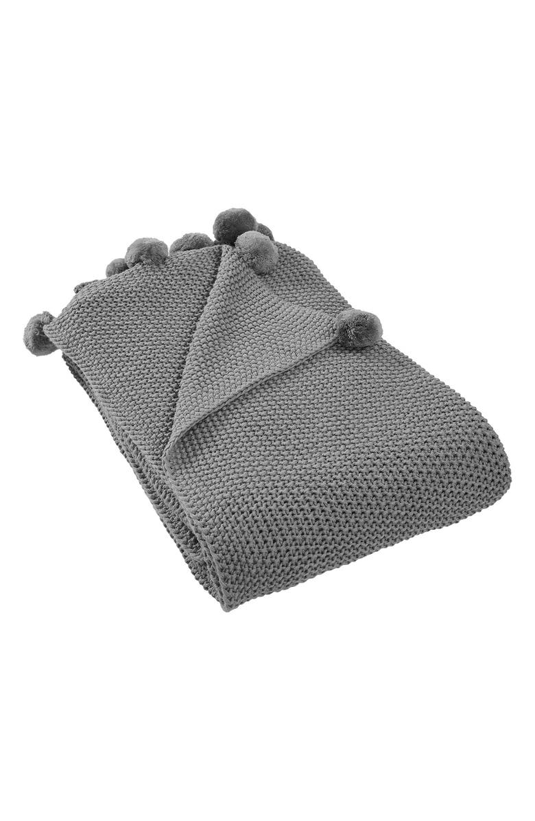 Modern Threads Pompom Trim Knit Throw, Main, color,