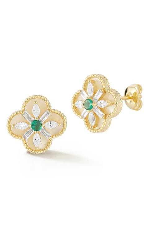 Clover Mother of Pearl Stud Earrings